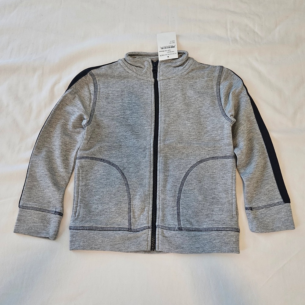 Joe Fresh Track Jacket Kids Size 5 Grey NEW Side Stripe Zip Up Activewear Sporty